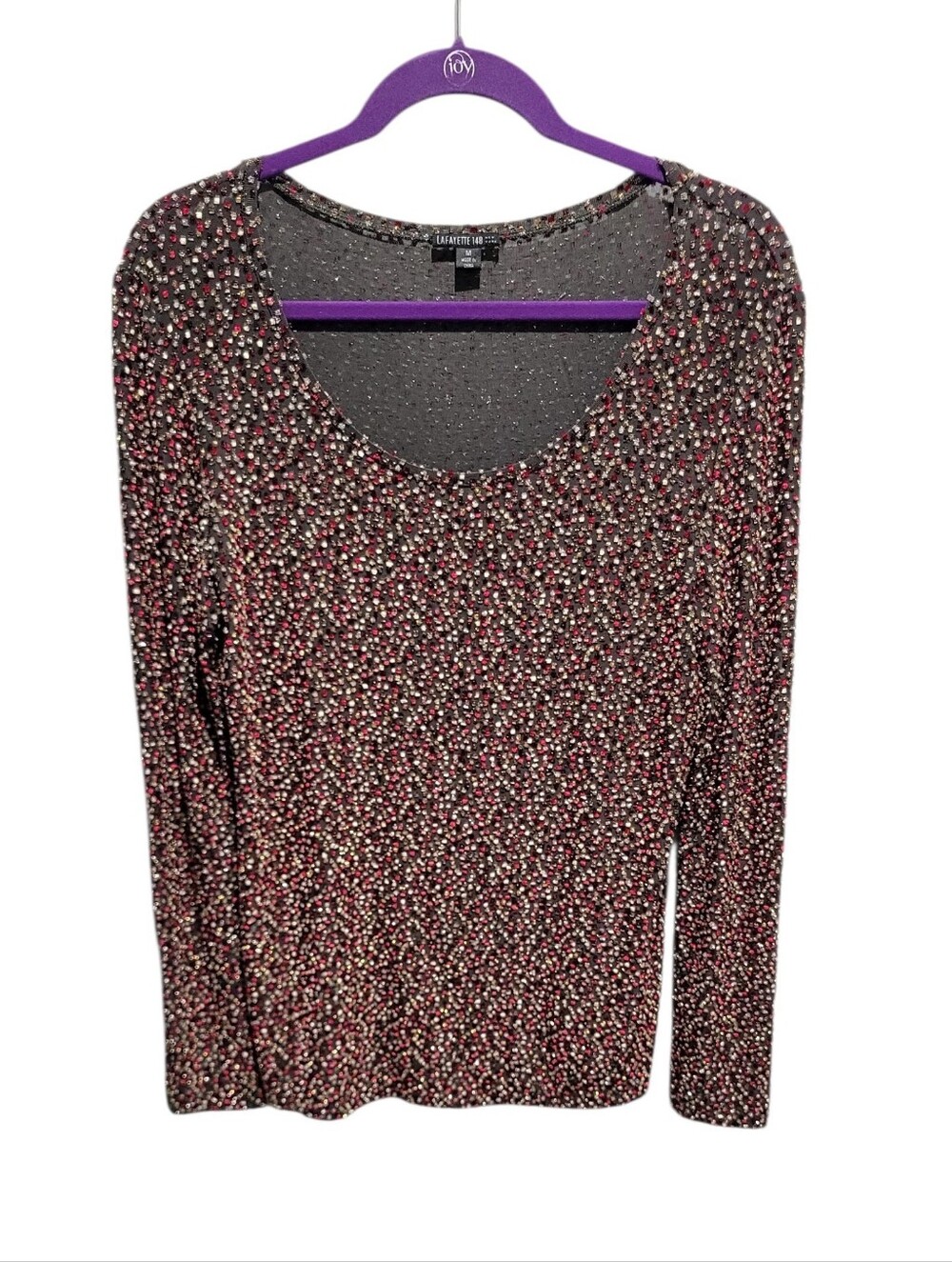 Lafayette 148 New York Stretch Knit Multicolor Long Sleeve Top Medium